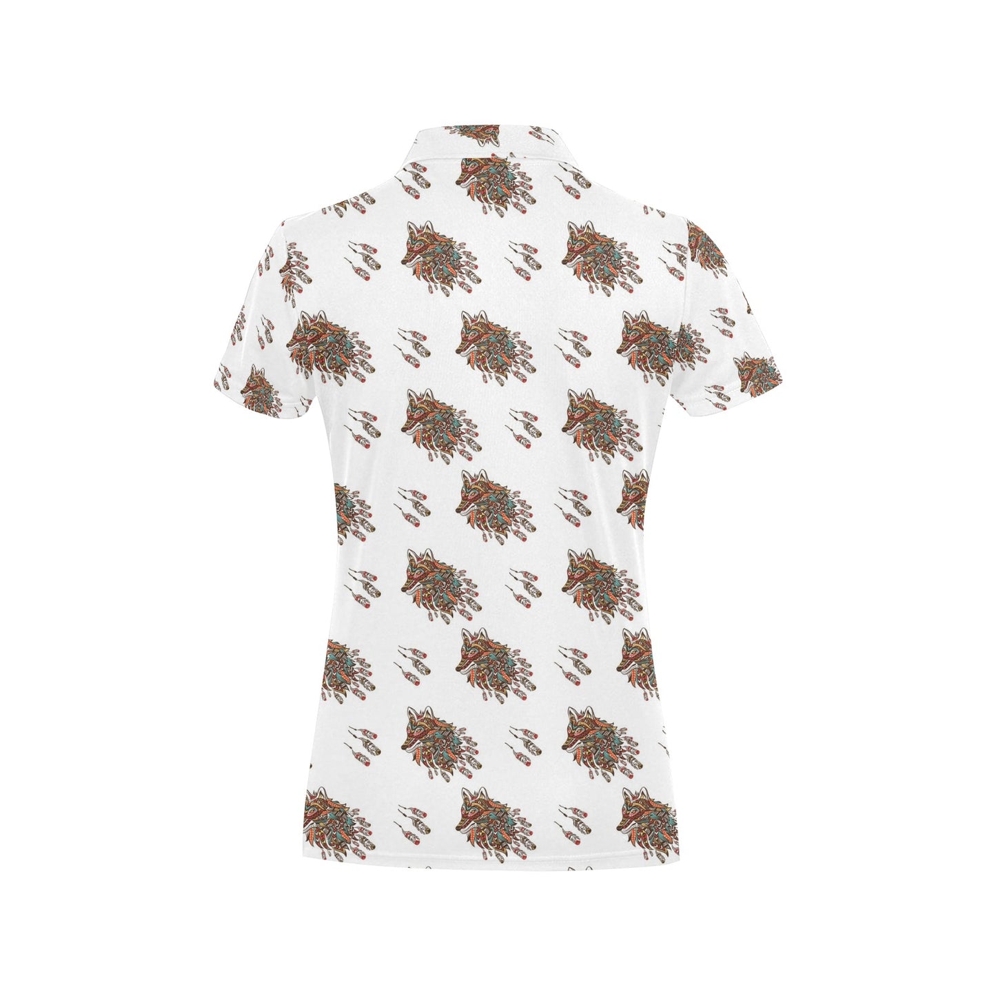Aztec Wolf Pattern Print Design 02 Women's Polo Shirt
