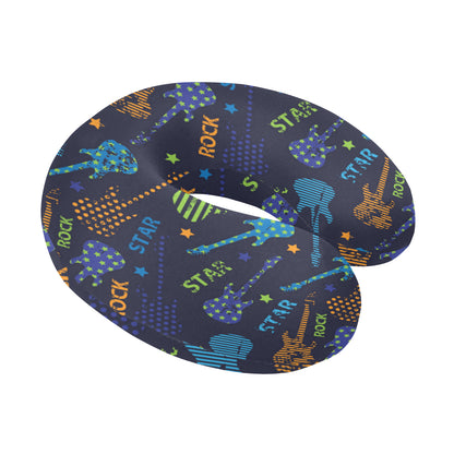 Rock and Roll Pattern Print Design A04 U-Shaped Travel Neck Pillow