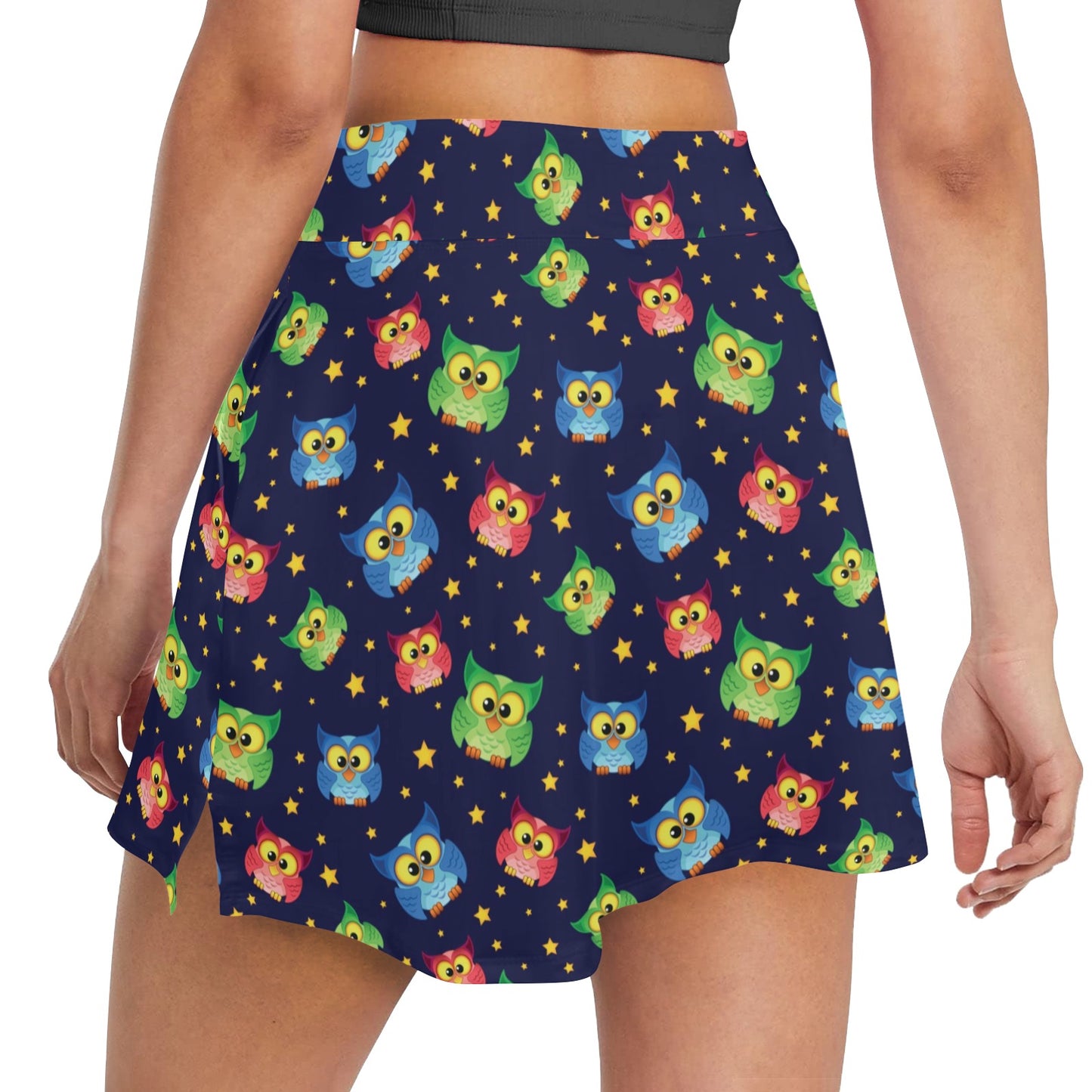 Owl with Star Themed Design Print 17" Golf & Pickleball Skort with Pockets