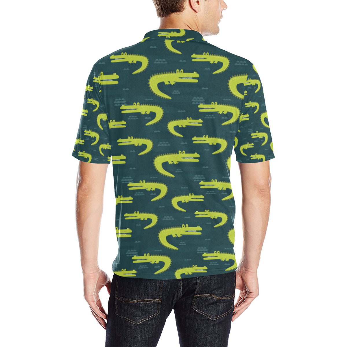 Alligator Pattern Print Design 03 Men Polo Shirt