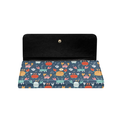 Crab Pattern Print Design 05 Women's Trifold Wallet