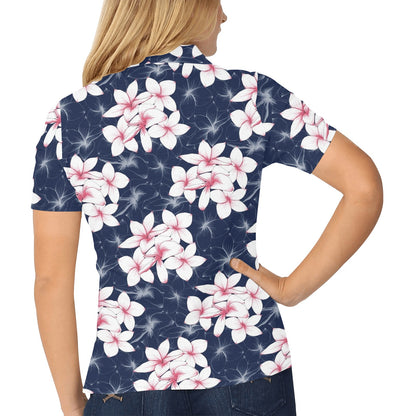 Plumeria Pattern Print Design PM017 Women's Polo Shirt