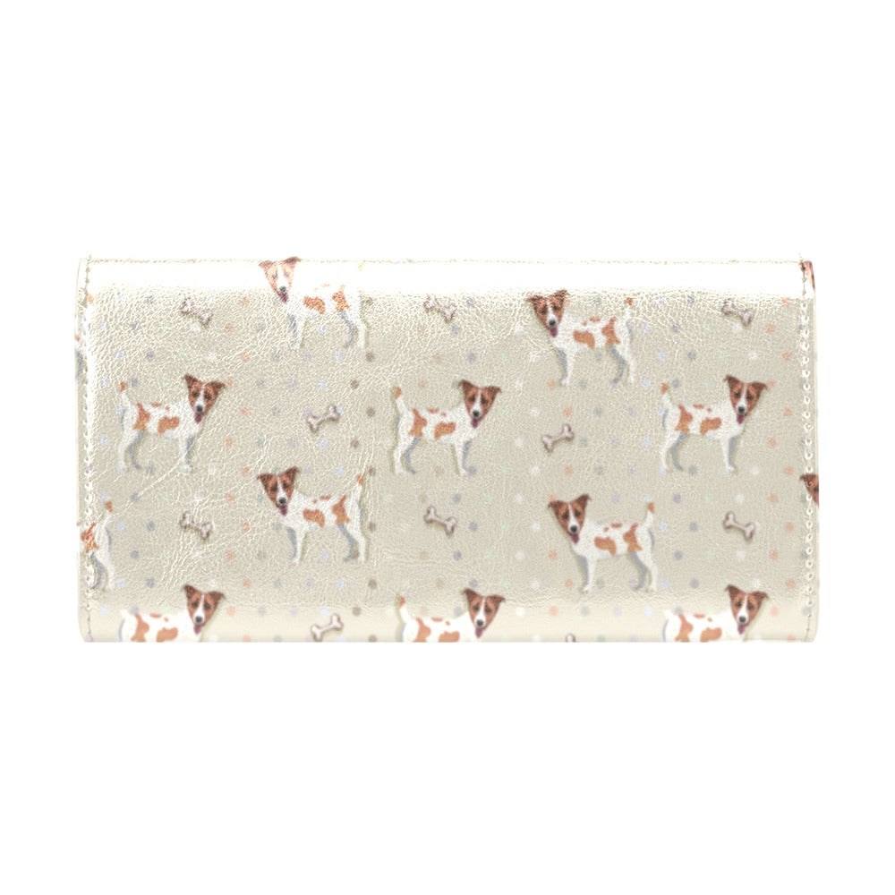 Russell Terriers With Bone Print Design LKS302 Women's Trifold Wallet