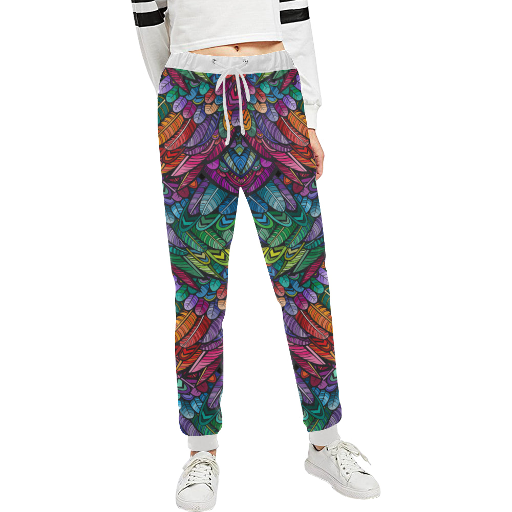 Feather Multicolor Design Print Unisex Sweatpants