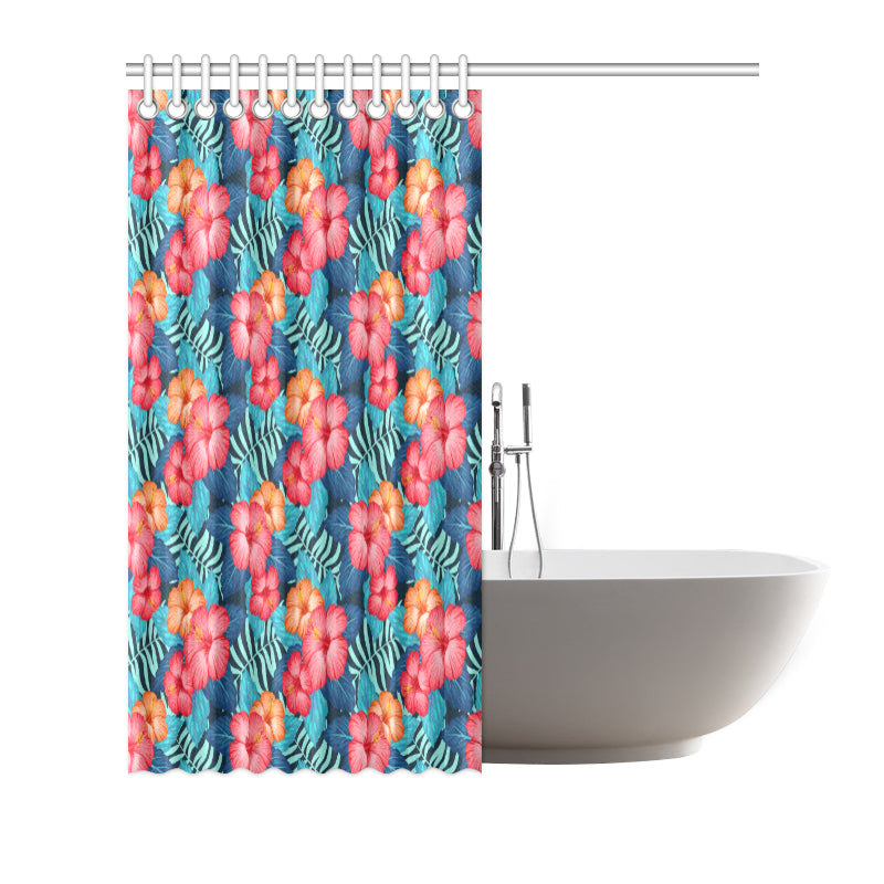 Red Hibiscus Pattern Print Design HB02 Shower Curtain