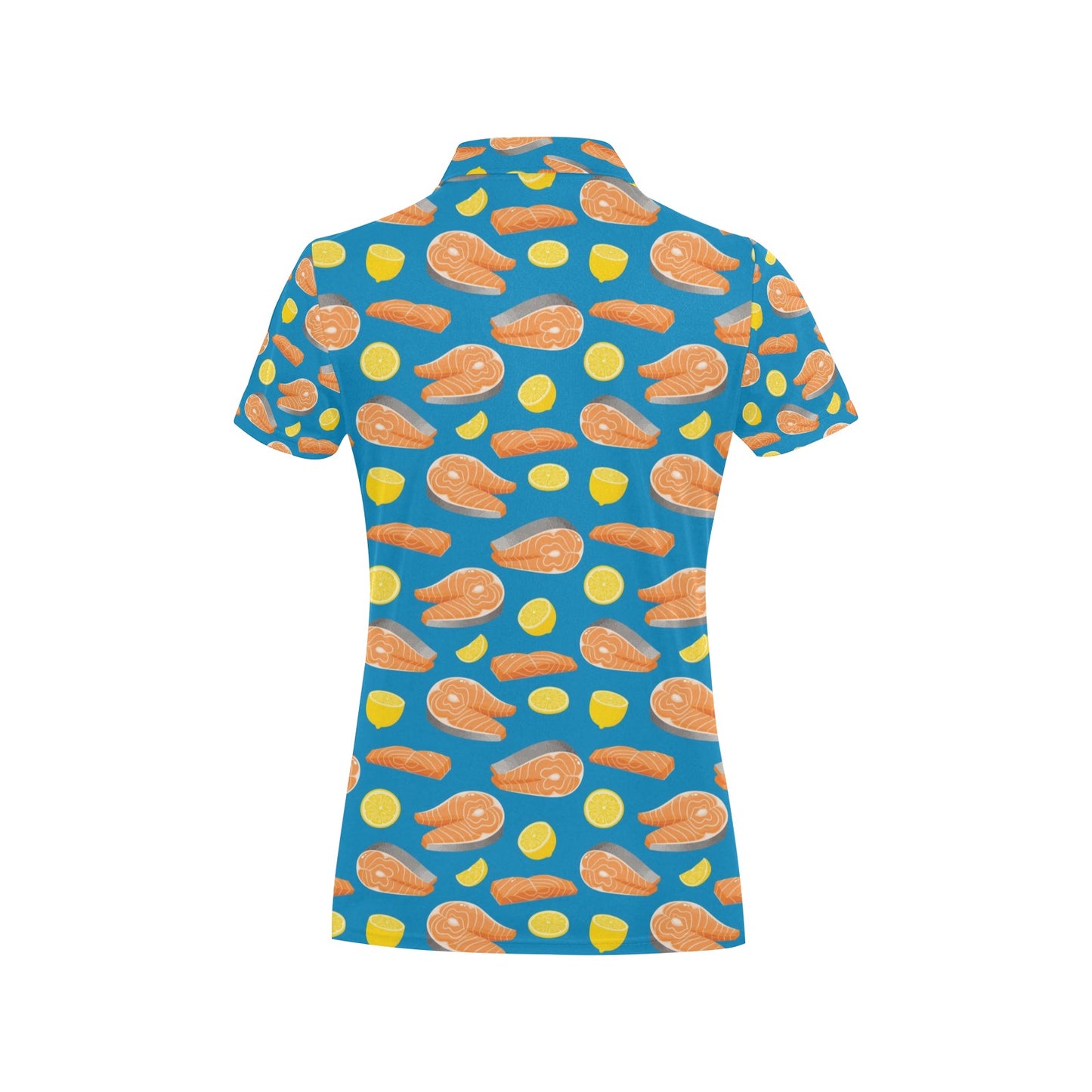 Salmon Steak With Lemon Print Design LKS308 Women's Polo Shirt