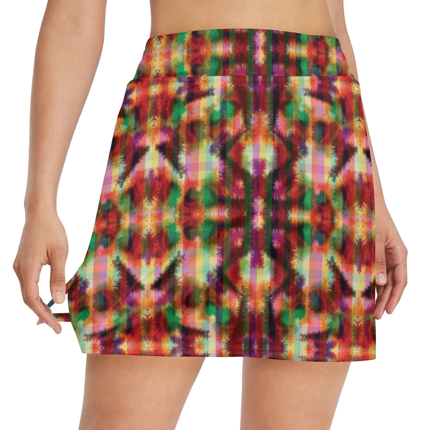 Tie Dye Print Design LKS301 17" Golf & Pickleball Skort with Pockets