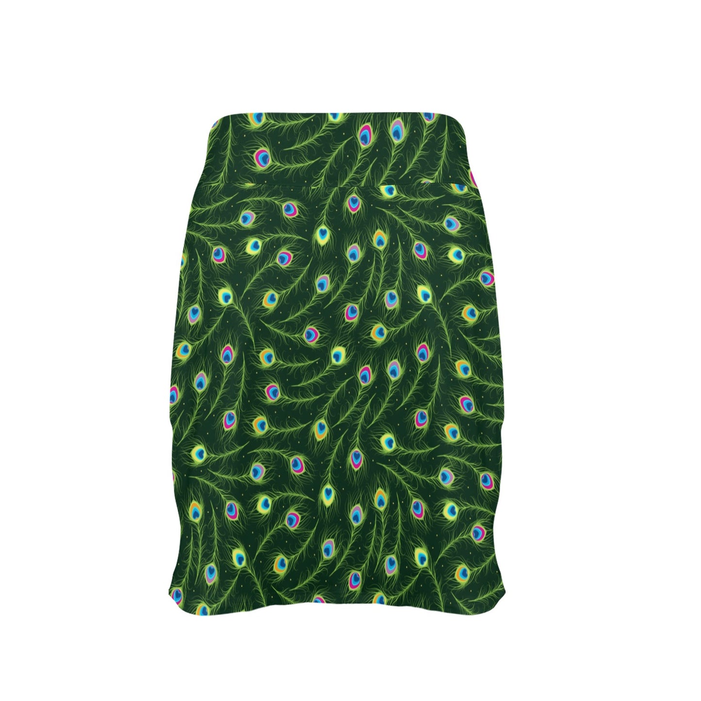 Peacock Feather Green Design Print 17" Golf & Pickleball Skort with Pockets