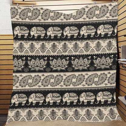 Elephant Hansa Lotus Pattern Premium Quilt