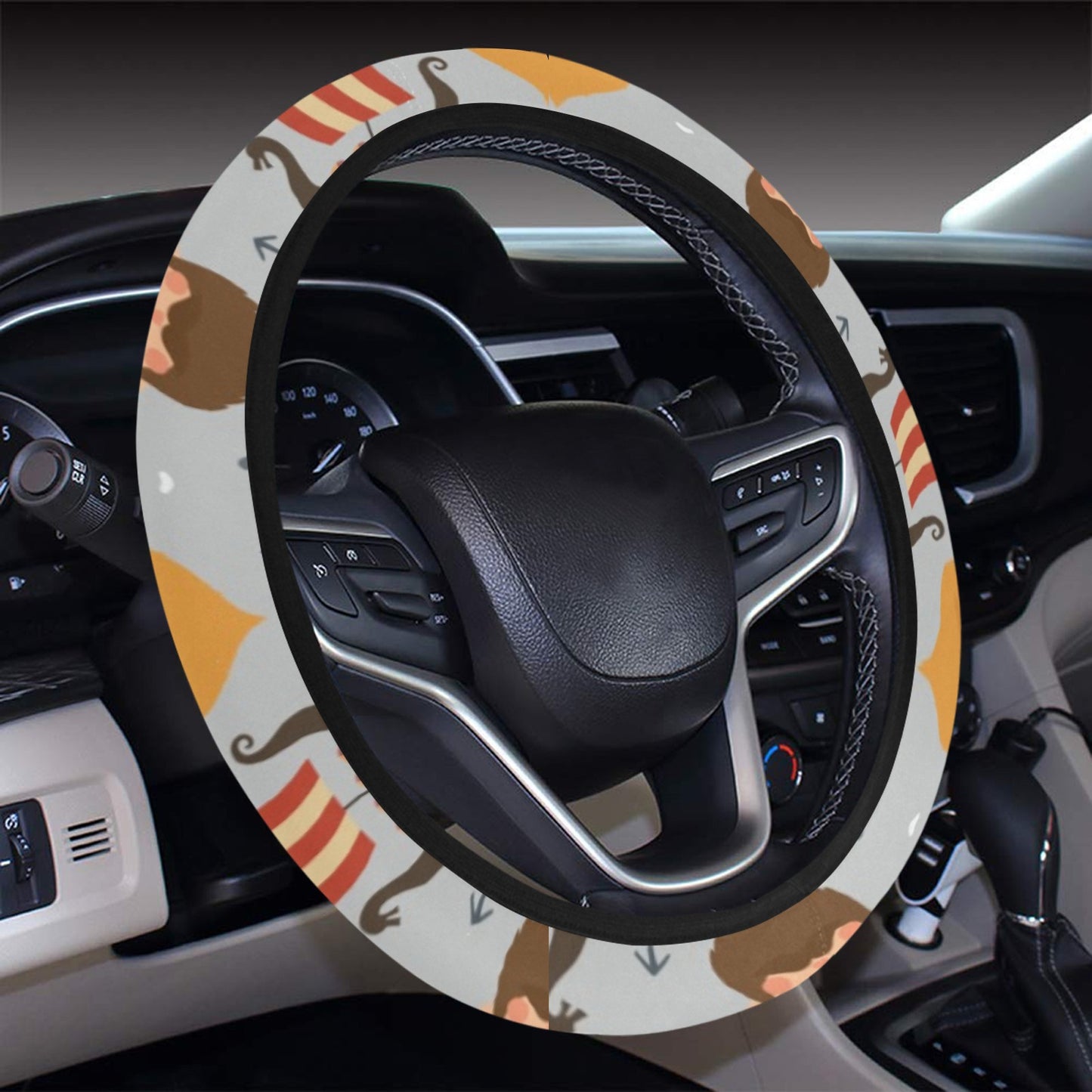 Vikings Print Design LKS307 Steering Wheel Cover with Elastic Edge