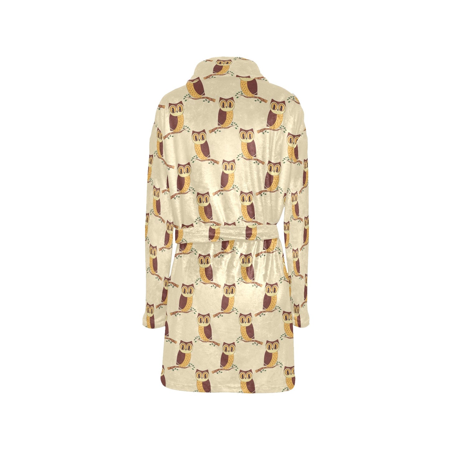 Owl Pattern Print Design A07 Women's Fleece Robe