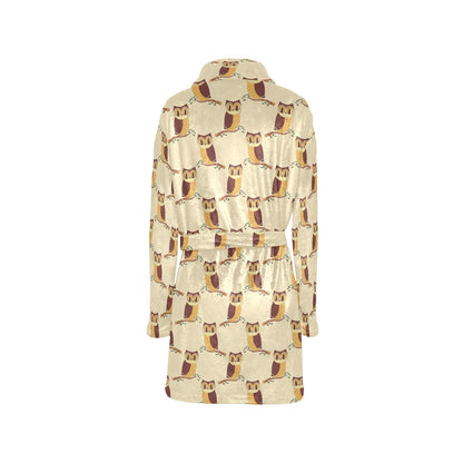 Owl Pattern Print Design A07 Women's Fleece Robe