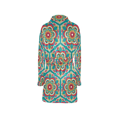 Mandala Pattern Print Design 03 Women's Fleece Robe