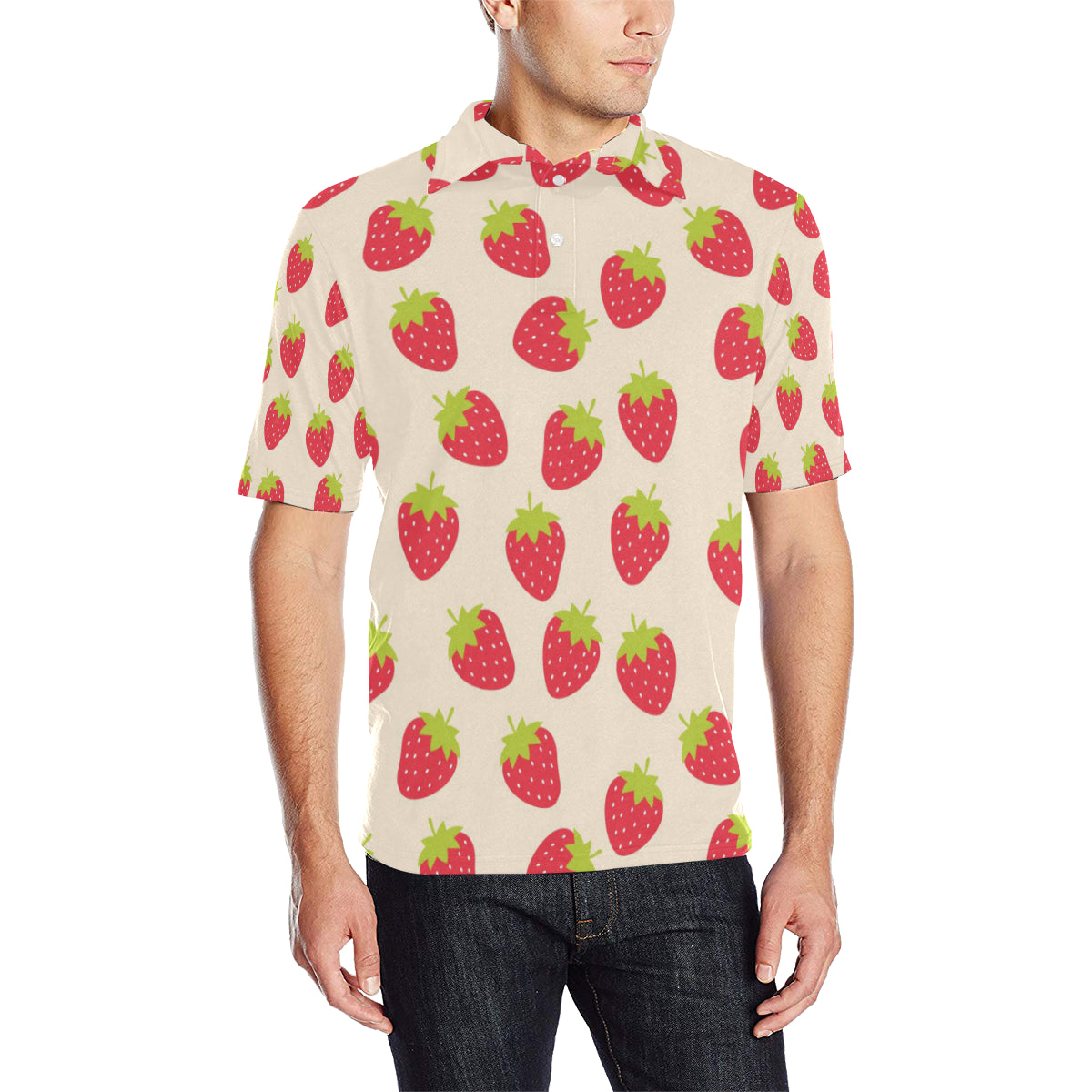 Strawberry Pattern Print Design SB02 Men Polo Shirt