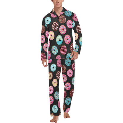 Donut Pattern Print Design DN02 Men's Long Pajama Set