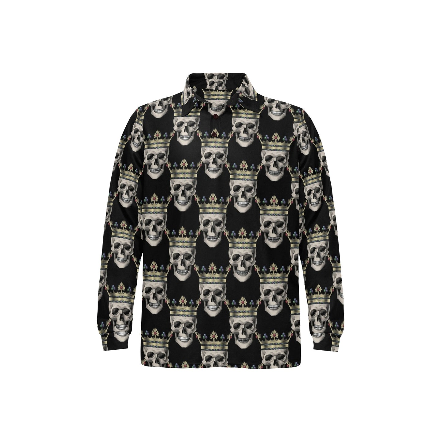Skull King Print Design LKS3010 Long Sleeve Polo Shirt For Men's
