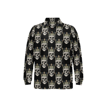 Skull King Print Design LKS3010 Long Sleeve Polo Shirt For Men's