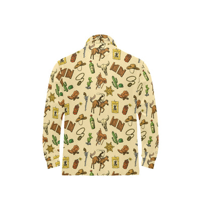 Cowboy Pattern Print Design 04 Long Sleeve Polo Shirt For Men's
