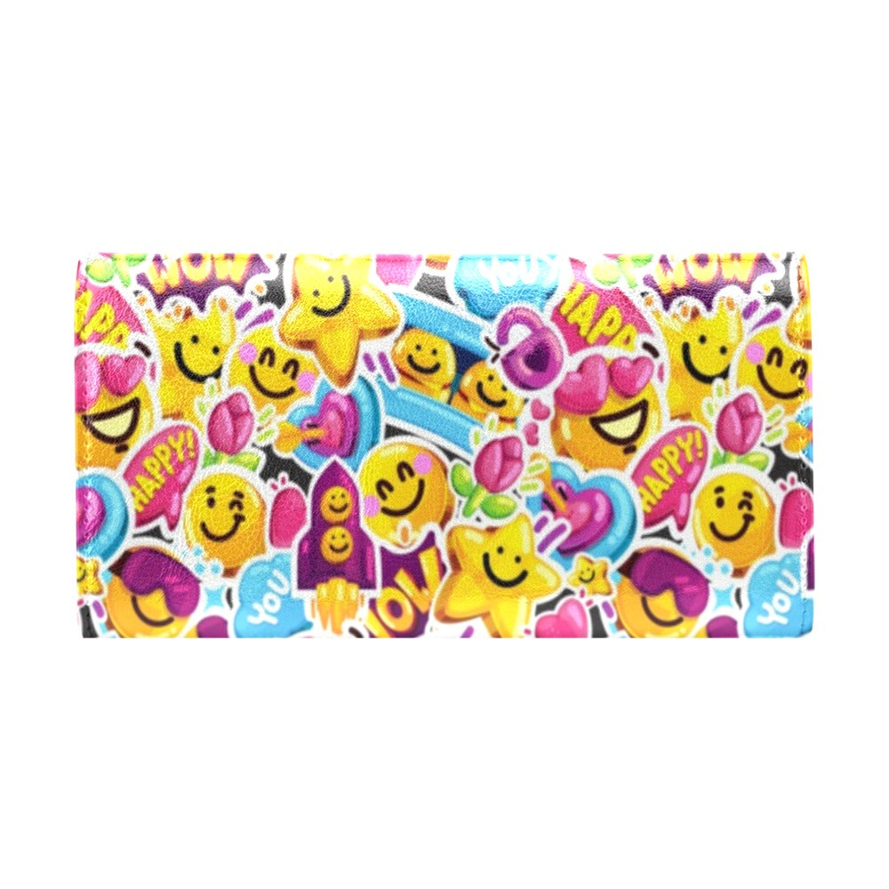 Emoji Sticker Print Pattern Women's Trifold Wallet