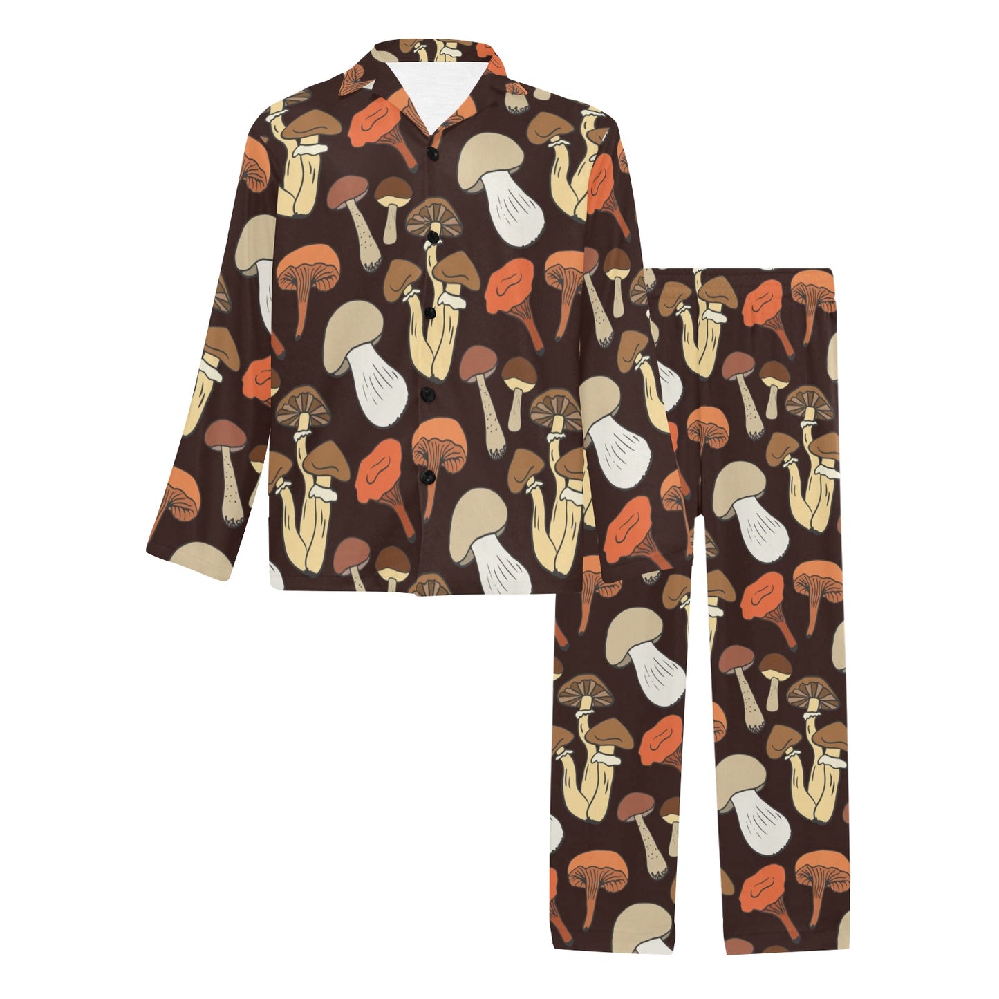 Mushroom Pattern Print Design A05 Men's Long Pajama Set