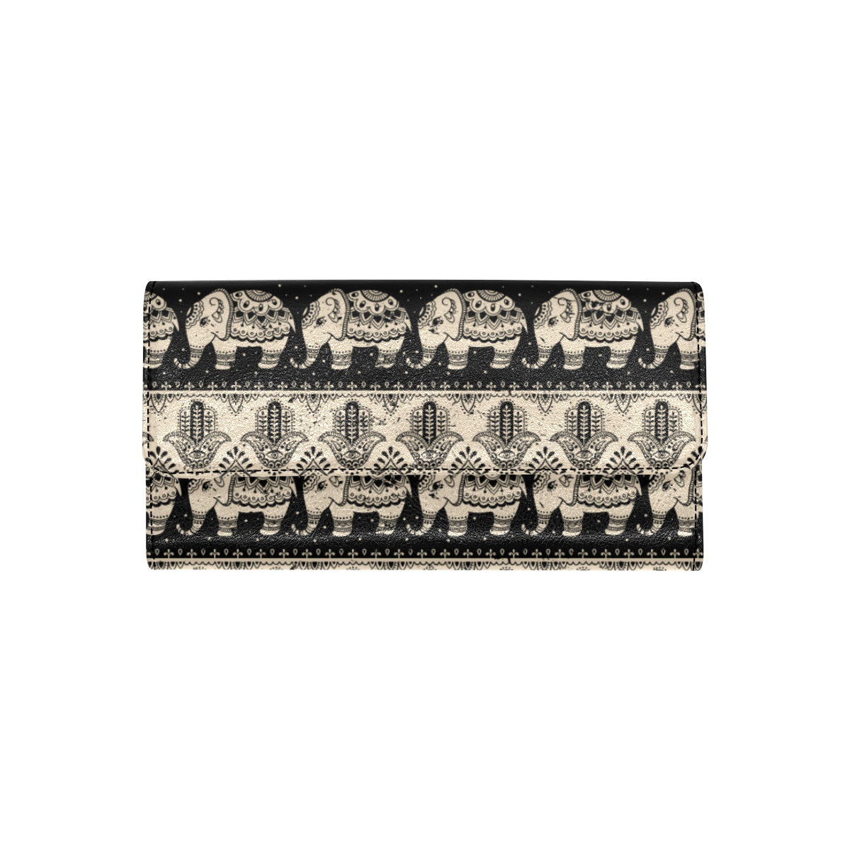 Elephant Hansa Lotus Pattern Women's Trifold Wallet