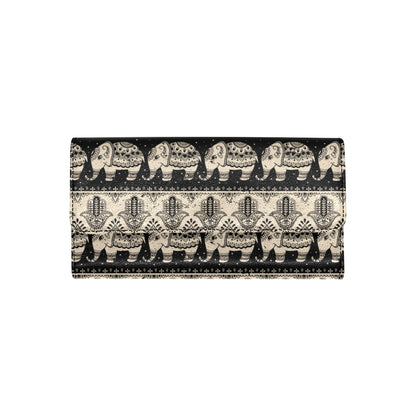 Elephant Hansa Lotus Pattern Women's Trifold Wallet