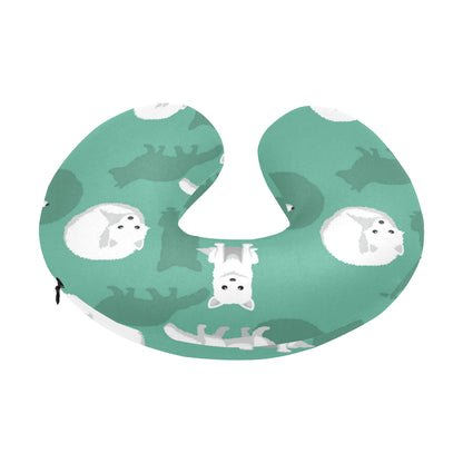Arctic Fox Pattern Print Design U-Shaped Travel Neck Pillow
