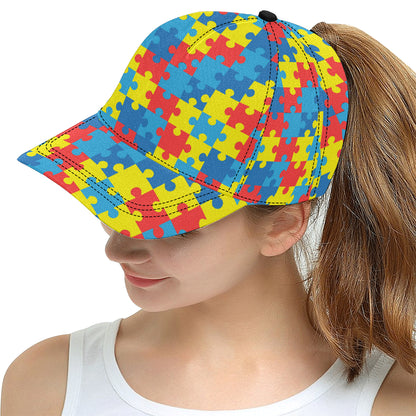 Autism Awareness Puzzles Design Print Snapback Cap