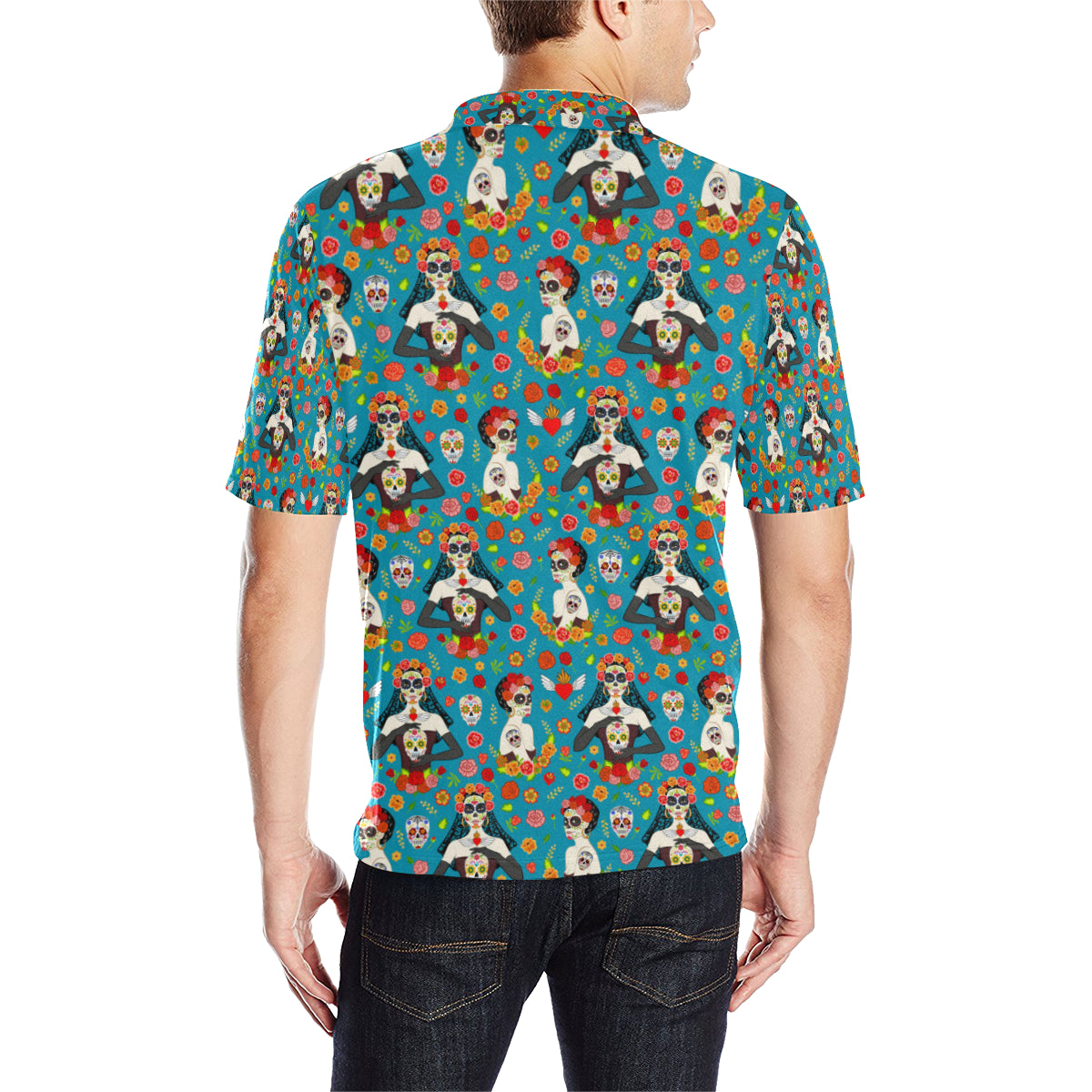 Day of the Dead Old School Girl Design Men Polo Shirt