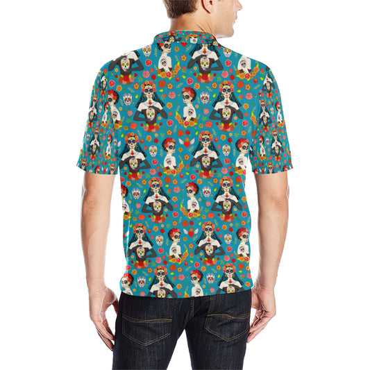 Day of the Dead Old School Girl Design Men Polo Shirt