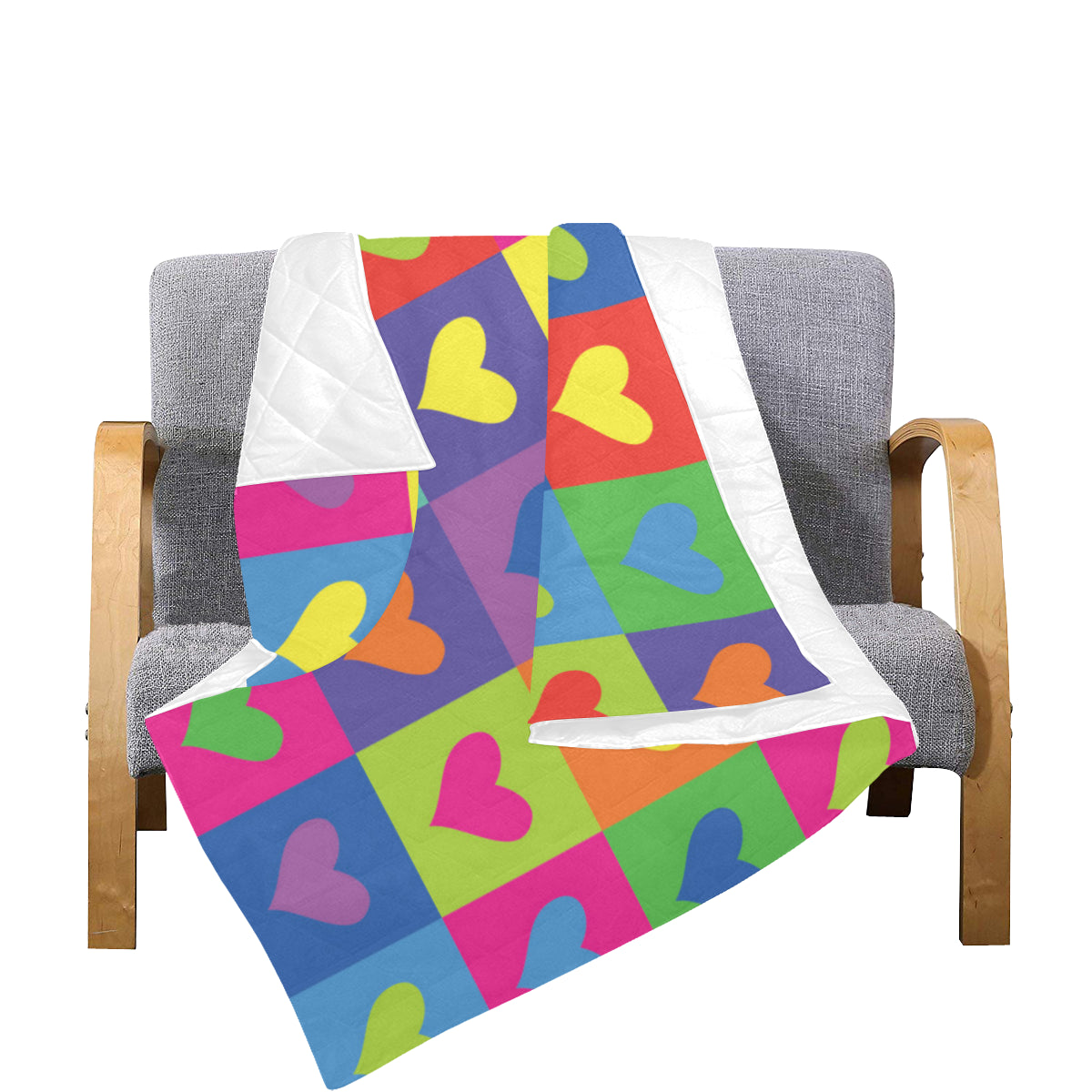Pop Art Heart Pattern Print Design A01 Premium Quilt