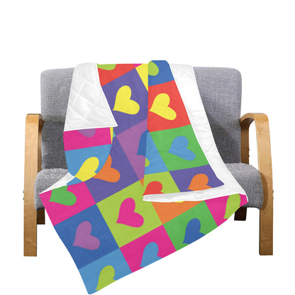 Pop Art Heart Pattern Print Design A01 Premium Quilt