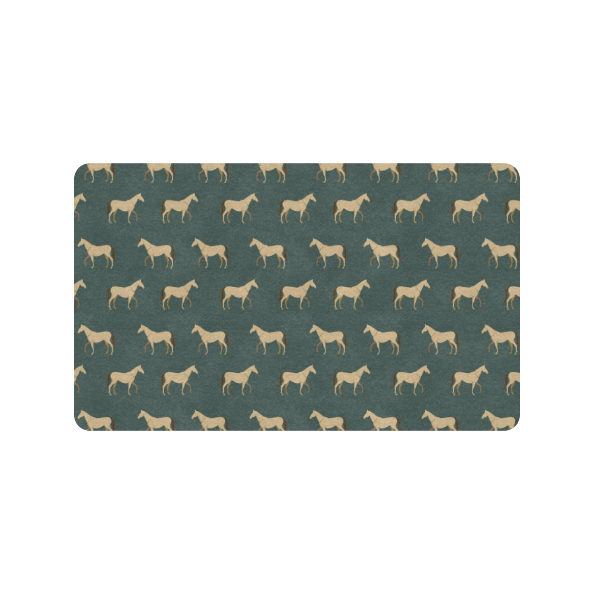 Horse Classic Themed Pattern Print Rubber Doormat