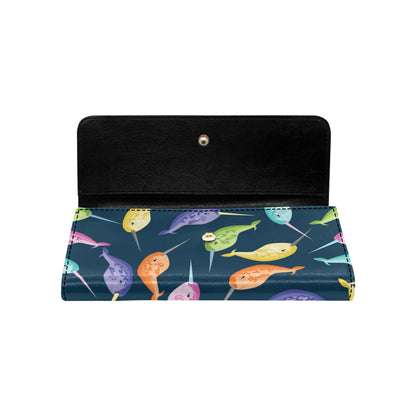 Narwhal Colorful Pattern Print Design 03 Women's Trifold Wallet