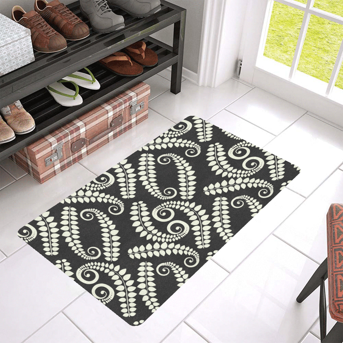 Fern Leave Print Pattern Rubber Doormat