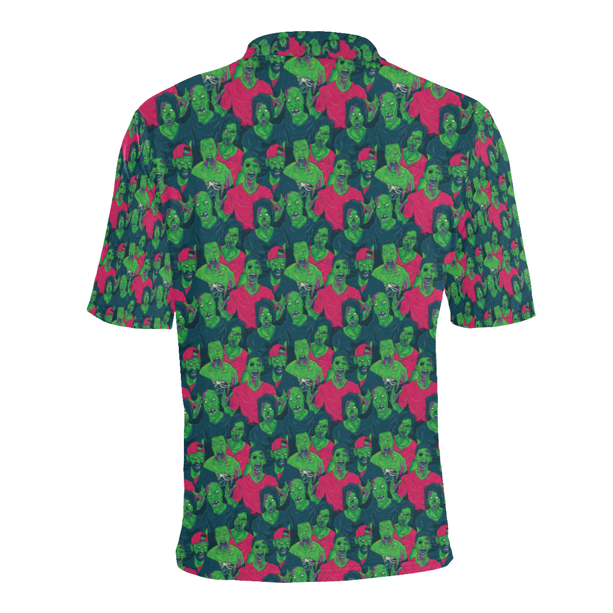 Zombie Themed Design Pattern Print Men Polo Shirt