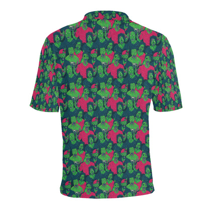Zombie Themed Design Pattern Print Men Polo Shirt