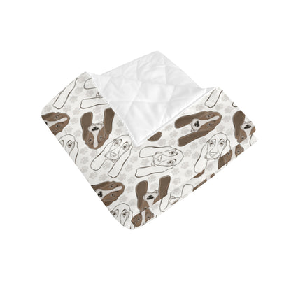 Basset Hound Pattern Print Design 01 Premium Quilt