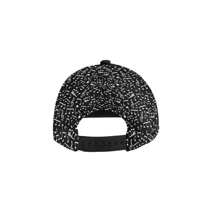 Music Note Black white Themed Print Snapback Cap