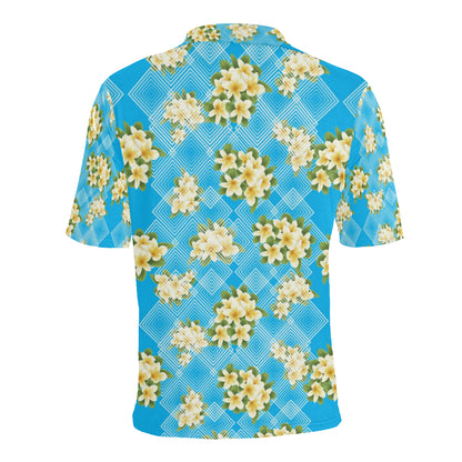 Yellow Plumeria Design Print Pattern Men Polo Shirt