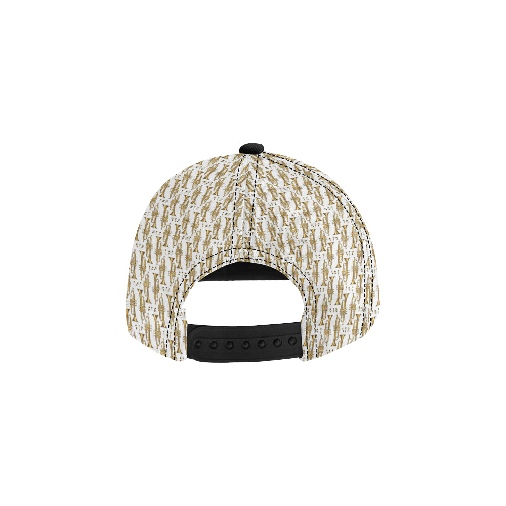 Trumpet with Music Note Print Snapback Cap
