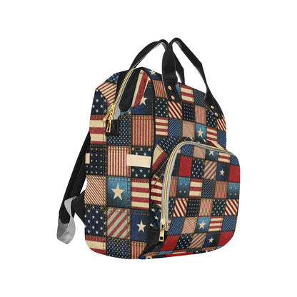 American flag Patchwork Design Diaper Bag Backpack