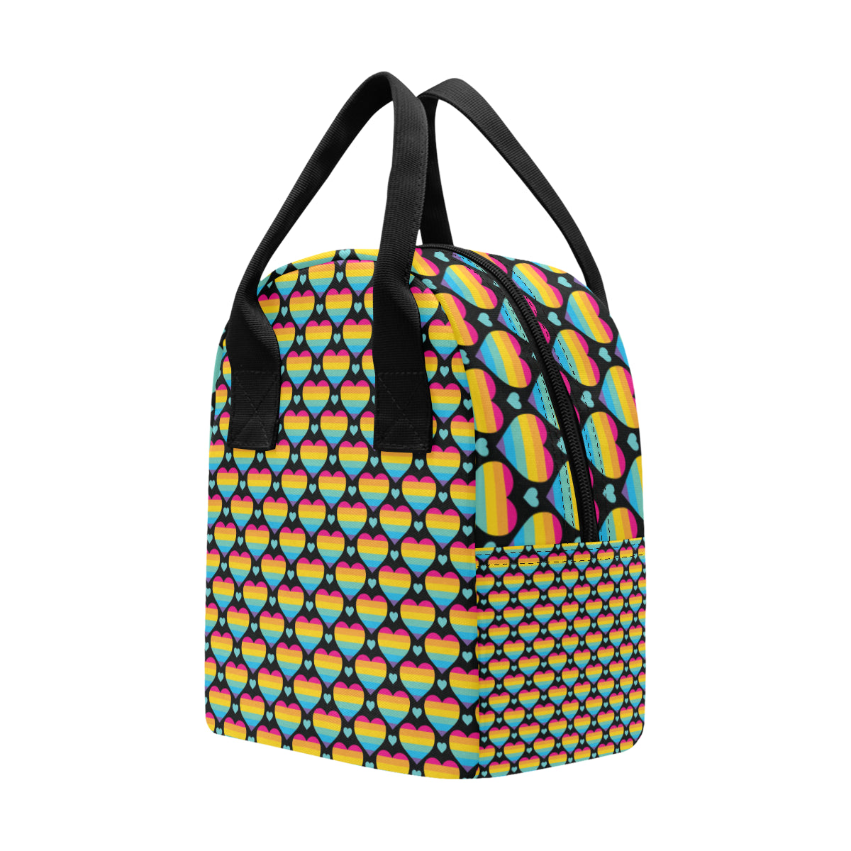 Rainbow Heart Print Pattern Insulated Lunch Bag