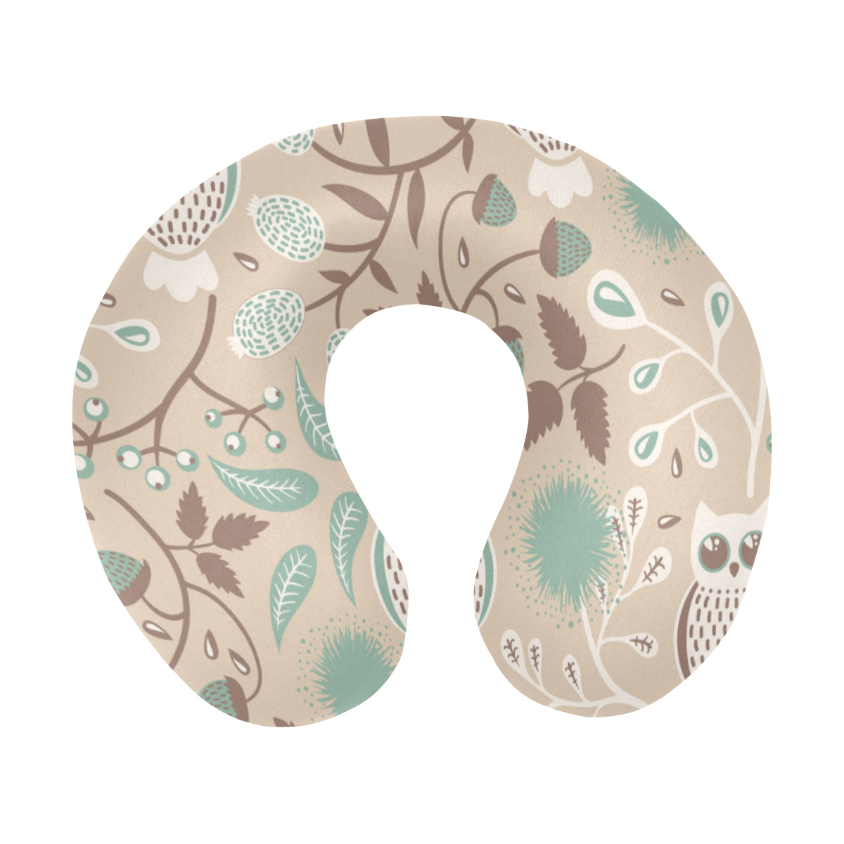 Owl Pattern Print Design A02 U-Shaped Travel Neck Pillow
