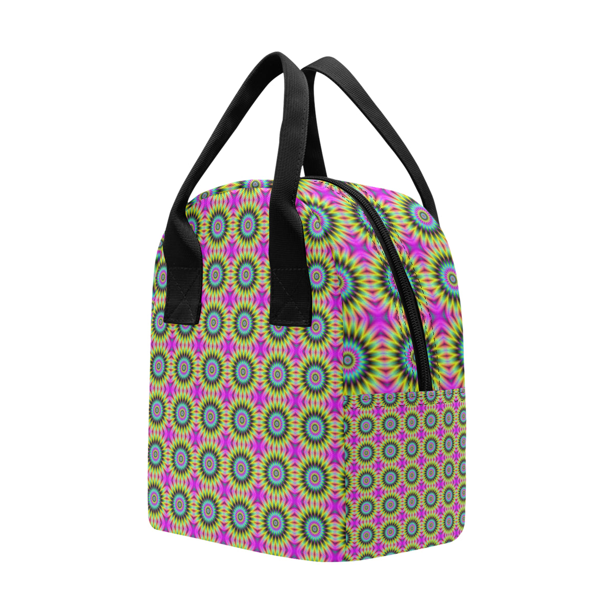 Optical illusion Flower Rainbow Style Insulated Lunch Bag