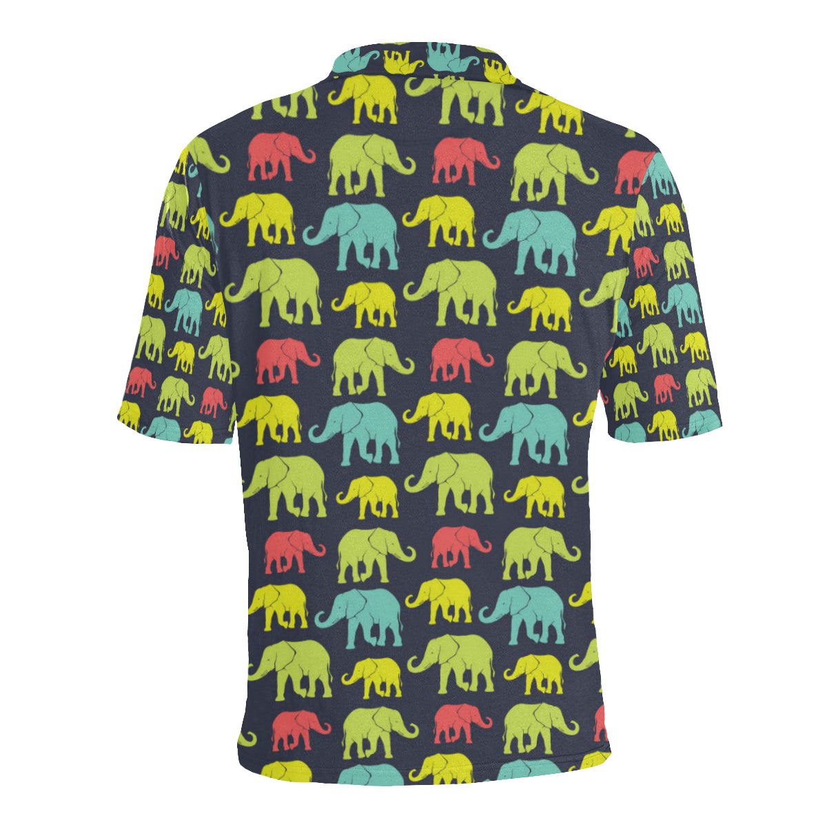 Elephant Neon Color Print Pattern Men Polo Shirt