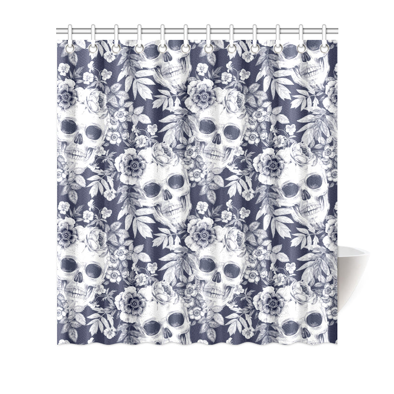 Skull Floral Beautiful Shower Curtain
