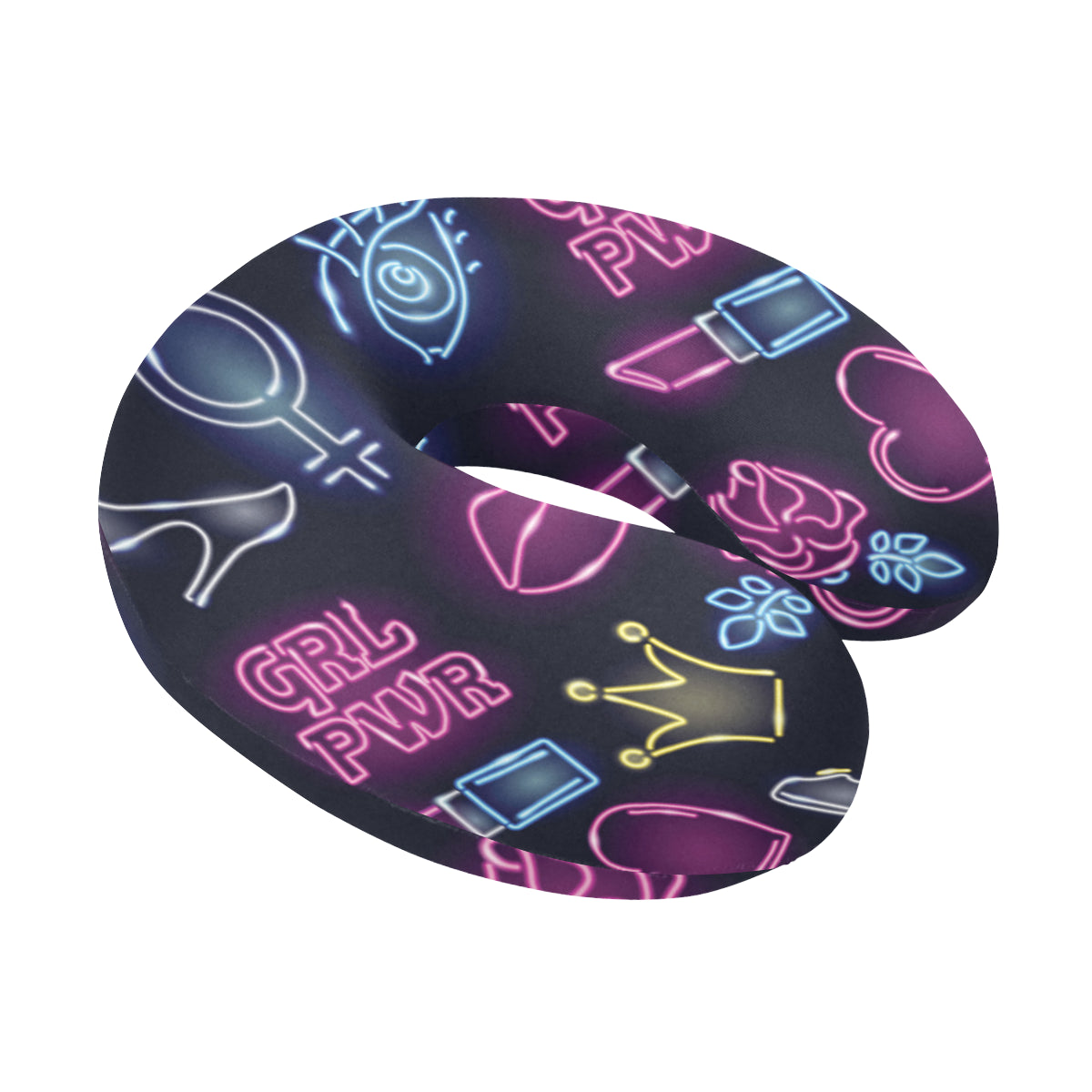 Lipstick Neon Pattern Print Design 02 U-Shaped Travel Neck Pillow