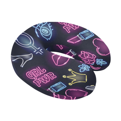 Lipstick Neon Pattern Print Design 02 U-Shaped Travel Neck Pillow