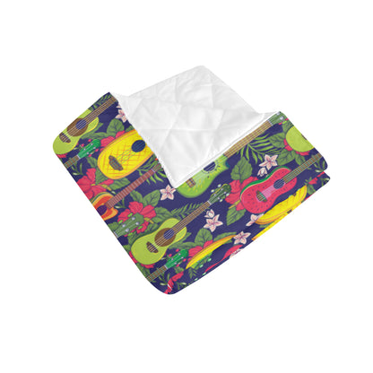 Ukulele Tropical Pattern Print Design 03 Premium Quilt